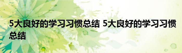 5大良好的学习习惯总结 5大良好的学习习惯总结