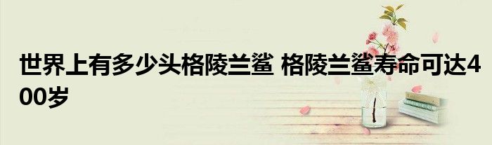 世界上有多少头格陵兰鲨 格陵兰鲨寿命可达400岁