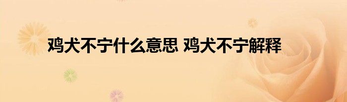 鸡犬不宁什么意思 鸡犬不宁解释