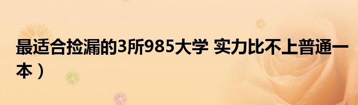 最适合捡漏的3所985大学 实力比不上普通一本)