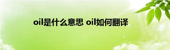 oil是什么意思 oil如何翻译