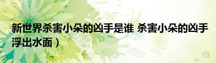 新世界杀害小朵的凶手是谁 杀害小朵的凶手浮出水面)