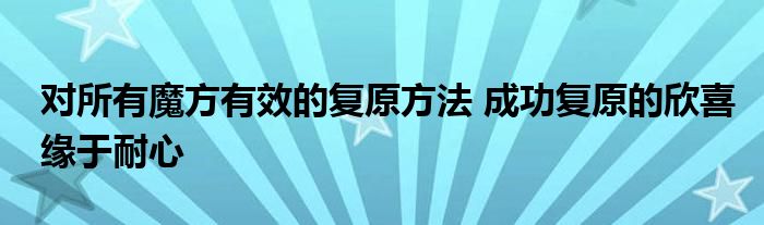 对所有魔方有效的复原方法 成功复原的欣喜缘于耐心