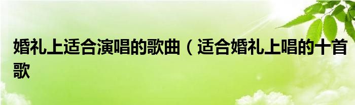 婚礼上适合演唱的歌曲(适合婚礼上唱的十首歌