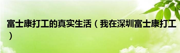 富士康打工的真实生活(我在深圳富士康打工)