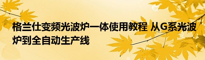 格兰仕变频光波炉一体使用教程 从G系光波炉到全自动生产线
