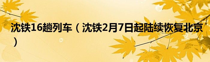 沈铁16趟列车(沈铁2月7日起陆续恢复北京)