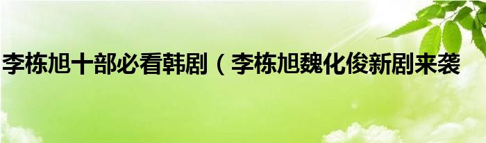 李栋旭十部必看韩剧(李栋旭魏化俊新剧来袭