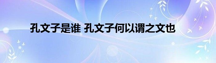 孔文子是谁 孔文子何以谓之文也