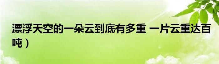 漂浮天空的一朵云到底有多重 一片云重达百吨)
