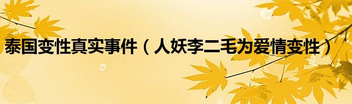 泰国变性真实事件(人妖李二毛为爱情变性)