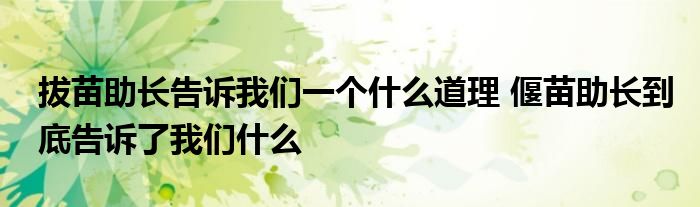 拔苗助长告诉我们一个什么道理 偃苗助长到底告诉了我们什么