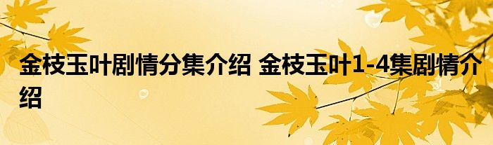金枝玉叶剧情分集介绍 金枝玉叶1-4集剧情介绍