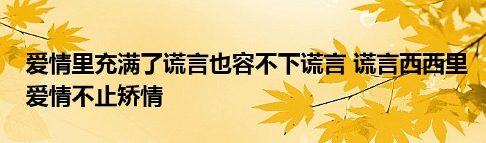 爱情里充满了谎言也容不下谎言 谎言西西里爱情不止矫情