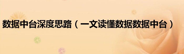数据中台深度思路(一文读懂数据数据中台)