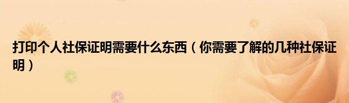 打印个人社保证明需要什么东西(你需要了解的几种社保证明)