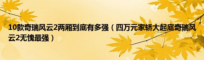 10款奇瑞风云2两厢到底有多强(四万元家轿大起底奇瑞风云2无愧最强)