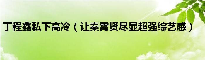 丁程鑫私下高冷（让秦霄贤尽显超强综艺感）