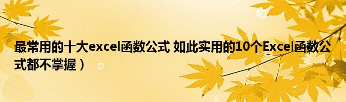 最常用的十大excel函数公式 如此实用的10个Excel函数公式都不掌握)