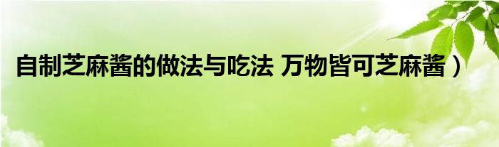 自制芝麻酱的做法与吃法 万物皆可芝麻酱)