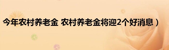 今年农村养老金 农村养老金将迎2个好消息)