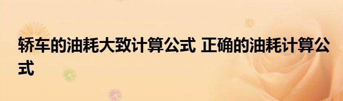 轿车的油耗大致计算公式 正确的油耗计算公式
