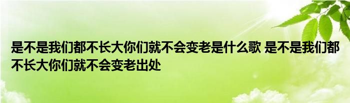 是不是我们都不长大你们就不会变老是什么歌 是不是我们都不长大你们就不会变老出处