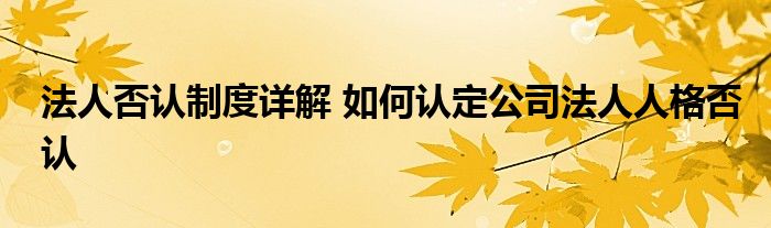 法人否认制度详解 如何认定公司法人人格否认