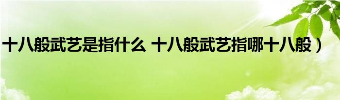 十八般武艺是指什么 十八般武艺指哪十八般)