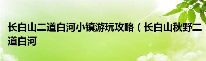 长白山二道白河小镇游玩攻略(长白山秋野二道白河