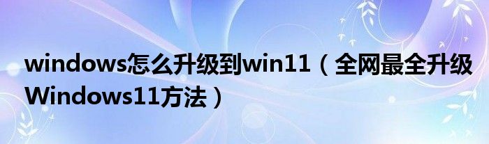 windows怎么升级到win11(全网最全升级Windows11方法)