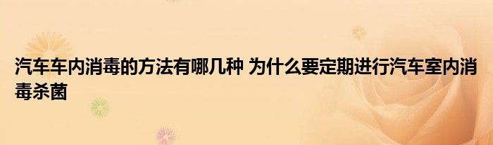 汽车车内消毒的方法有哪几种 为什么要定期进行汽车室内消毒杀菌
