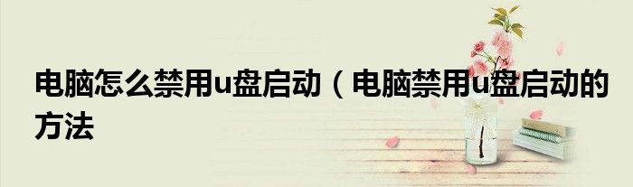 电脑怎么禁用u盘启动(电脑禁用u盘启动的方法