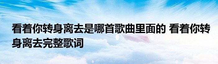 看着你转身离去是哪首歌曲里面的 看着你转身离去完整歌词
