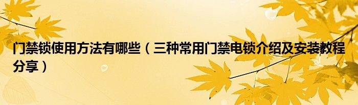 门禁锁使用方法有哪些(三种常用门禁电锁介绍及安装教程分享)