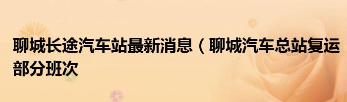 聊城长途汽车站最新消息(聊城汽车总站复运部分班次