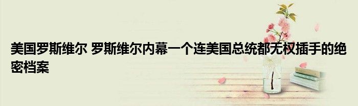 美国罗斯维尔 罗斯维尔内幕一个连美国总统都无权插手的绝密档案