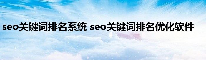 seo关键词排名系统 seo关键词排名优化软件