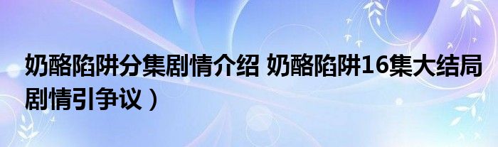 奶酪陷阱分集剧情介绍 奶酪陷阱16集大结局剧情引争议)