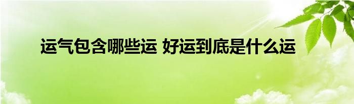 运气包含哪些运 好运到底是什么运