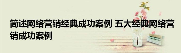 简述网络营销经典成功案例 五大经典网络营销成功案例
