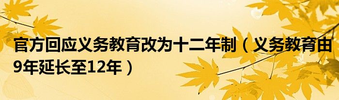 官方回应义务教育改为十二年制(义务教育由9年延长至12年)