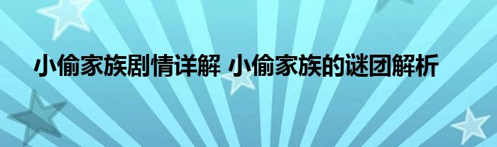 小偷家族剧情详解 小偷家族的谜团解析