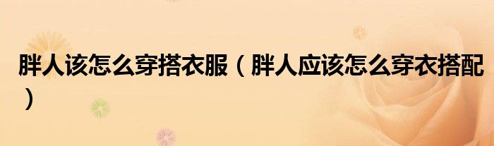 胖人该怎么穿搭衣服(胖人应该怎么穿衣搭配)