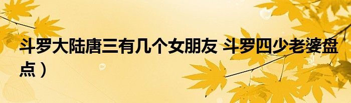 斗罗大陆唐三有几个女朋友 斗罗四少老婆盘点)