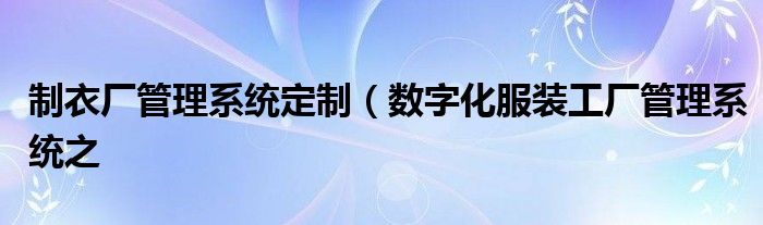 制衣厂管理系统定制(数字化服装工厂管理系统之