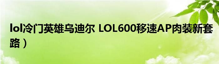lol冷门英雄乌迪尔 LOL600移速AP肉装新套路)