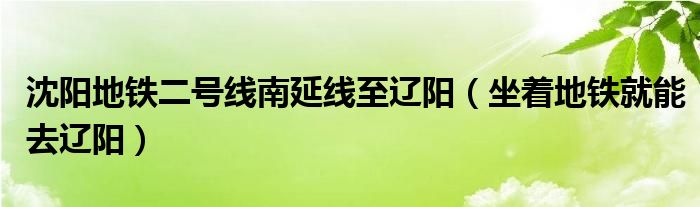 沈阳地铁二号线南延线至辽阳(坐着地铁就能去辽阳)