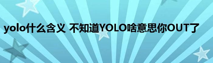 yolo什么含义 不知道YOLO啥意思你OUT了