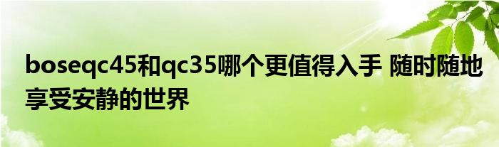 boseqc45和qc35哪个更值得入手 随时随地享受安静的世界